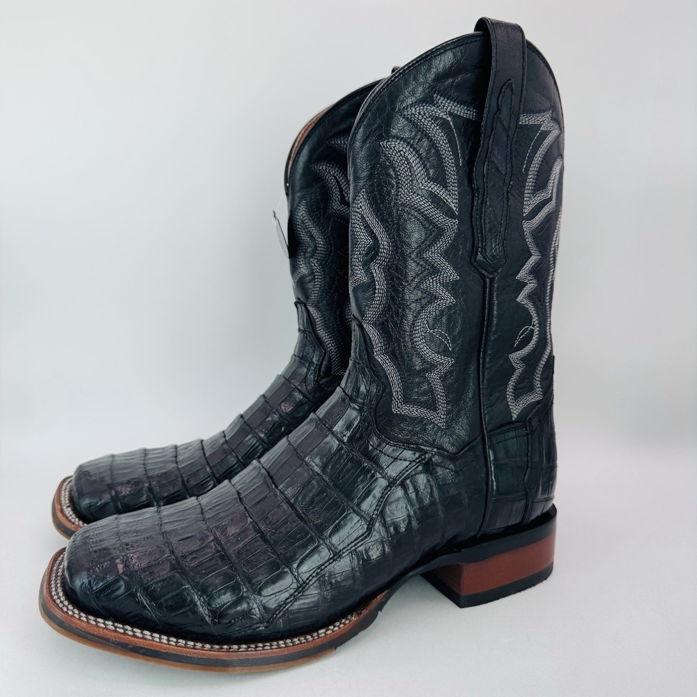 Dan Post Kingsley Cowboy Boots Men's Size 10 D Black Caiman Skin Leather